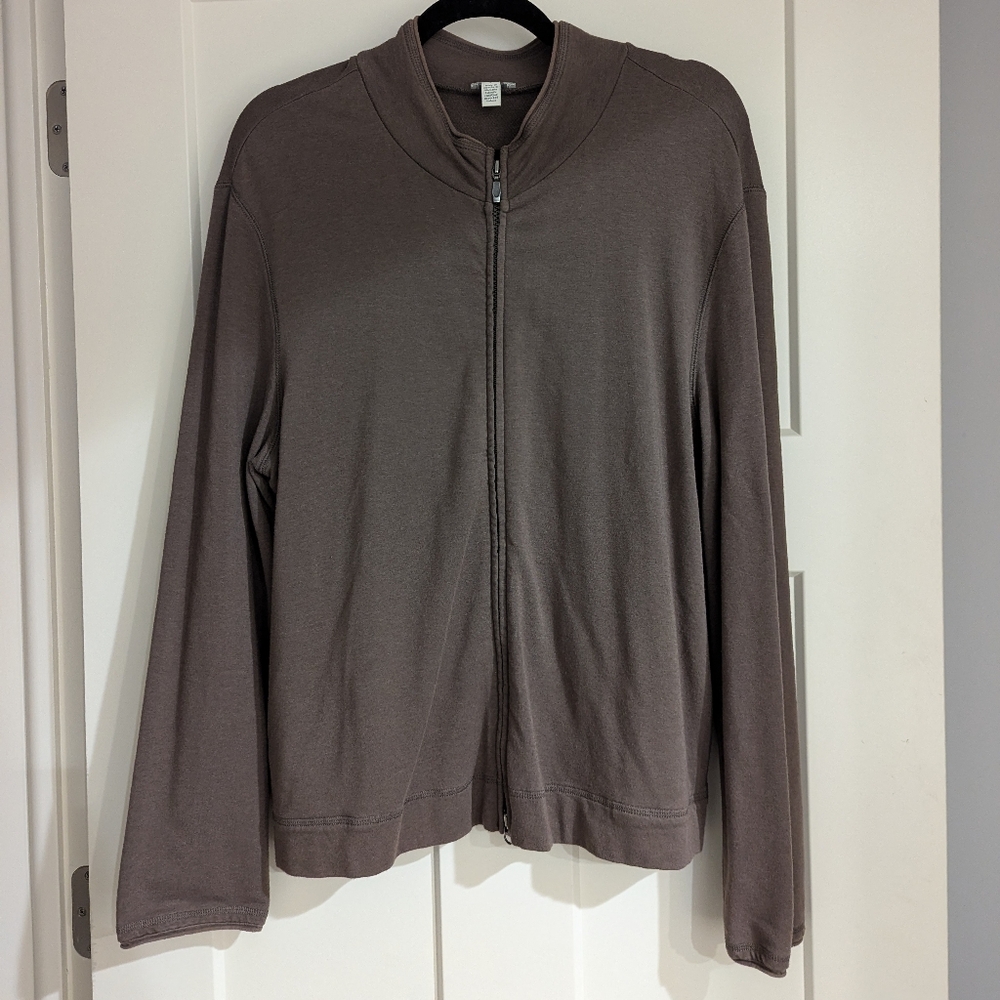 J Jill women's size large lightweight dark tan zip up soft stretchy cardigan